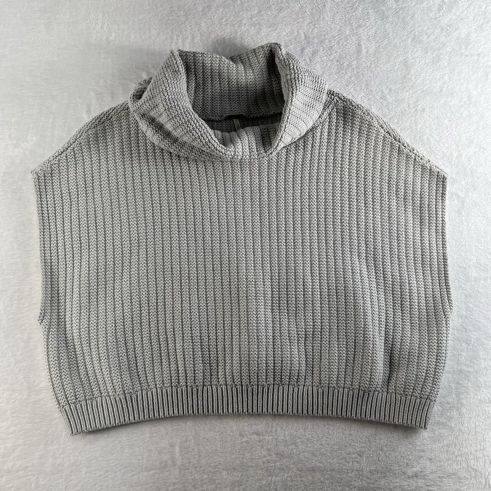 Free People XS Cropped Sweater Vest Keep It Simple Cowl Neck Slouchy Oversized - Picture 3 of 13